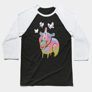 Unicorn Happy Capybara Brings The Magic Butterflies Baseball T-Shirt